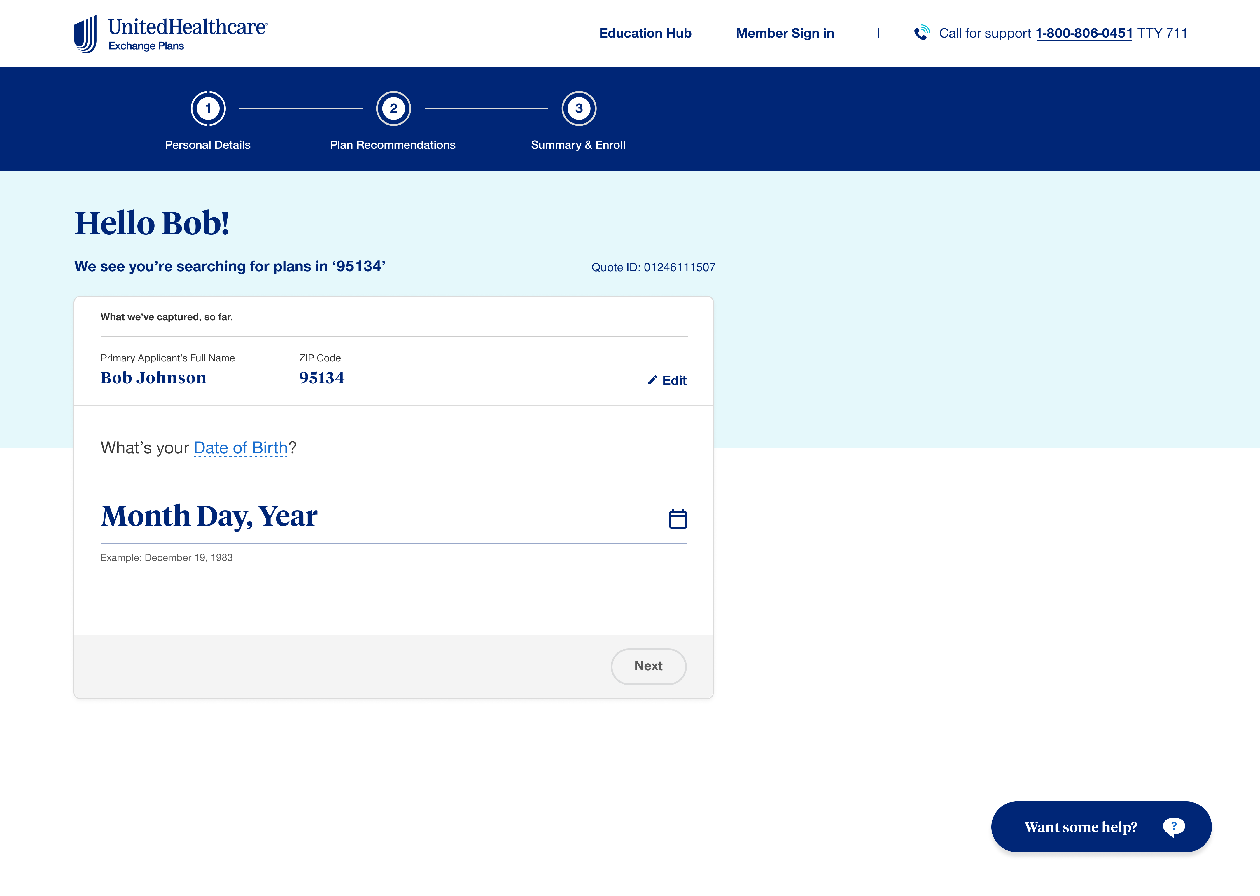 Enter Details - Step 1